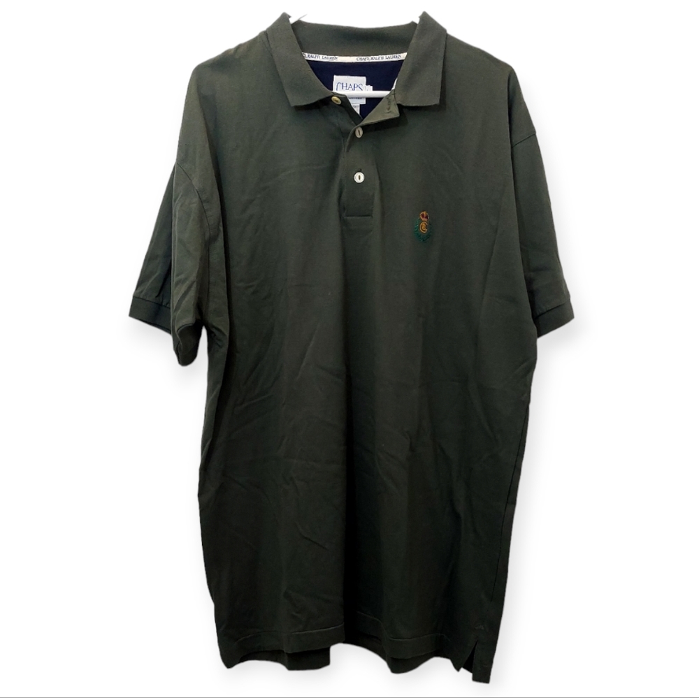 Chaps Ralph Lauren Polo Men's Size Large Short Sleeve Top Army Green Shirt L